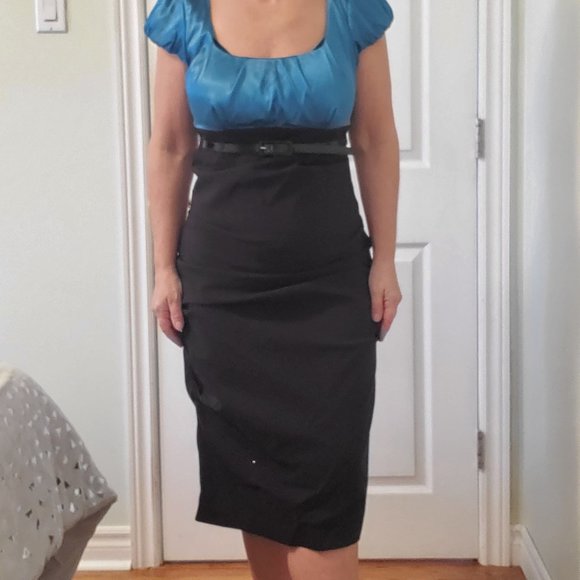 Teal and Black Classy Dress - Picture 3 of 11